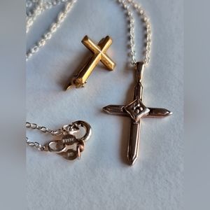 10K Gold Crosses & Sterling Silver Chain